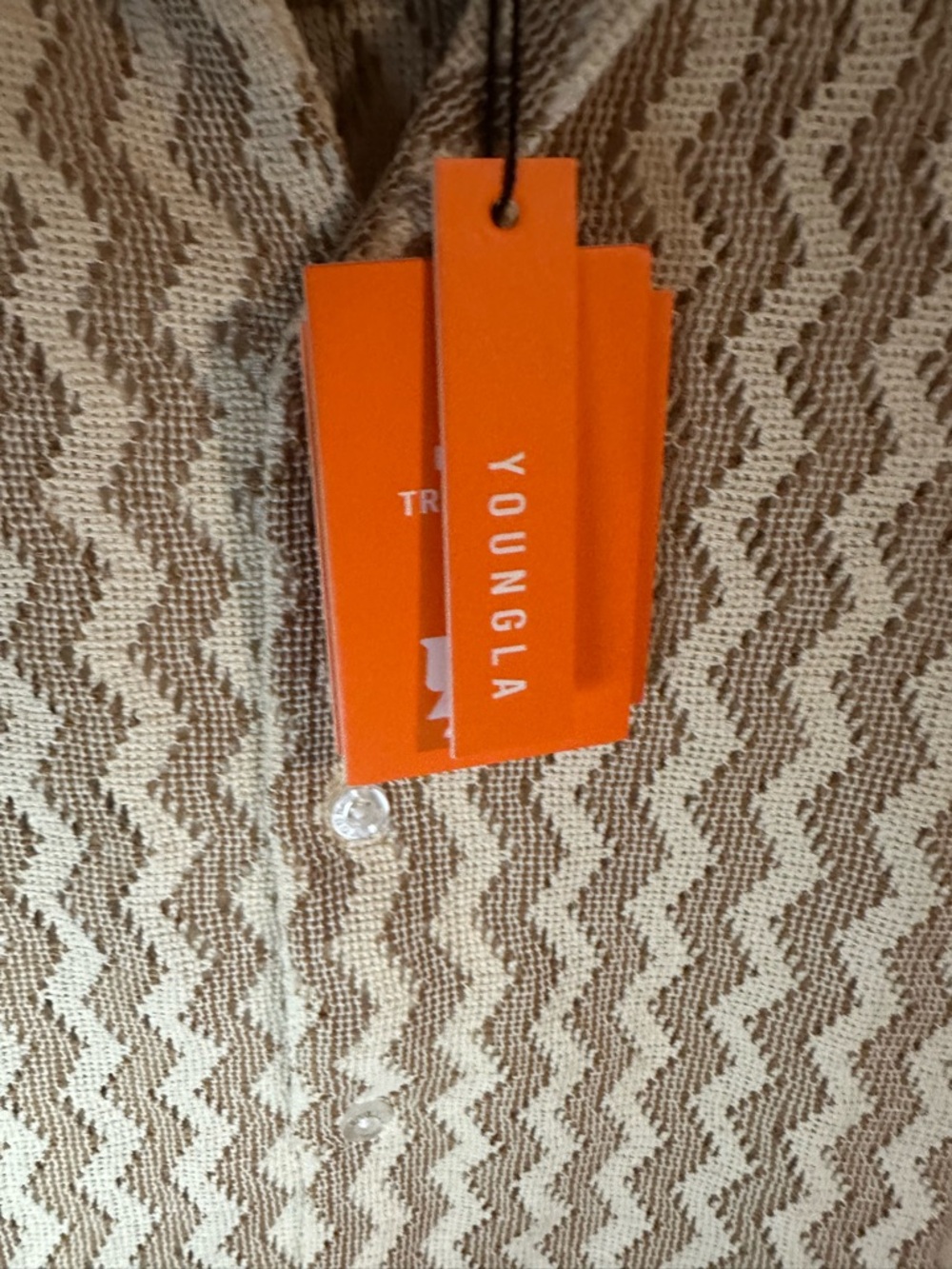 YoungLA Beige Knit Top with Orange Tag